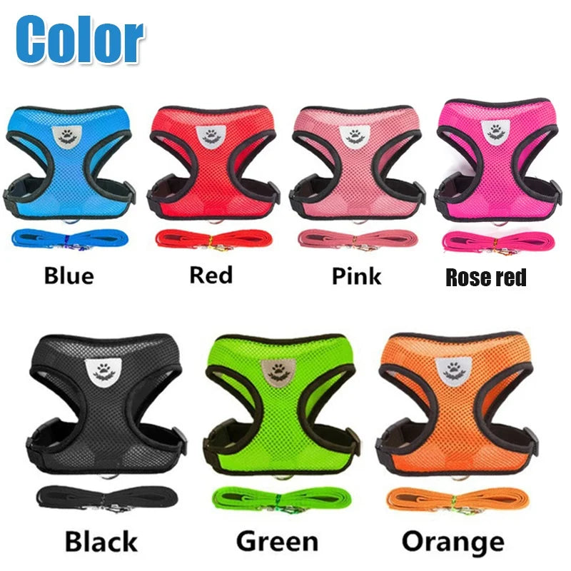 Cat Dog Harness with Lead Leash Adjustable Vest Polyester Mesh Breathable Harnesses Reflective for Small Dog Cat Accessories