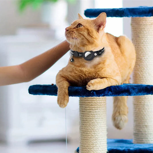 Reflective Cat Collar w/Apple Air Tag Holder Designed for Kitty Safety