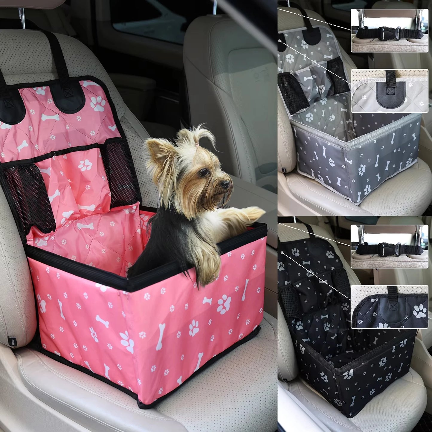 Dog Car Seat with Storage Pocket, Travel Dog Bag Cover Folding Hammock Pet Carriers and Travel Gear for Small Medium Dog Supplies