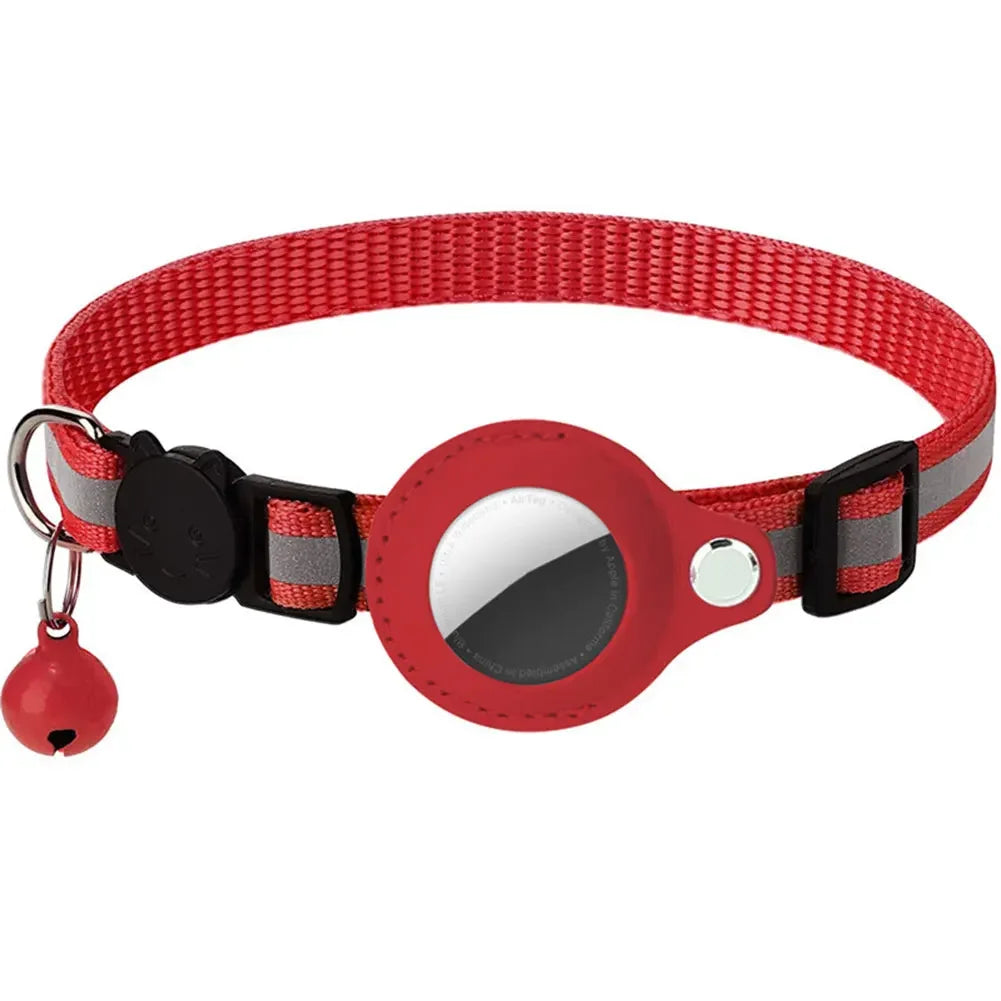 Reflective Cat Collar w/Apple Air Tag Holder Designed for Kitty Safety