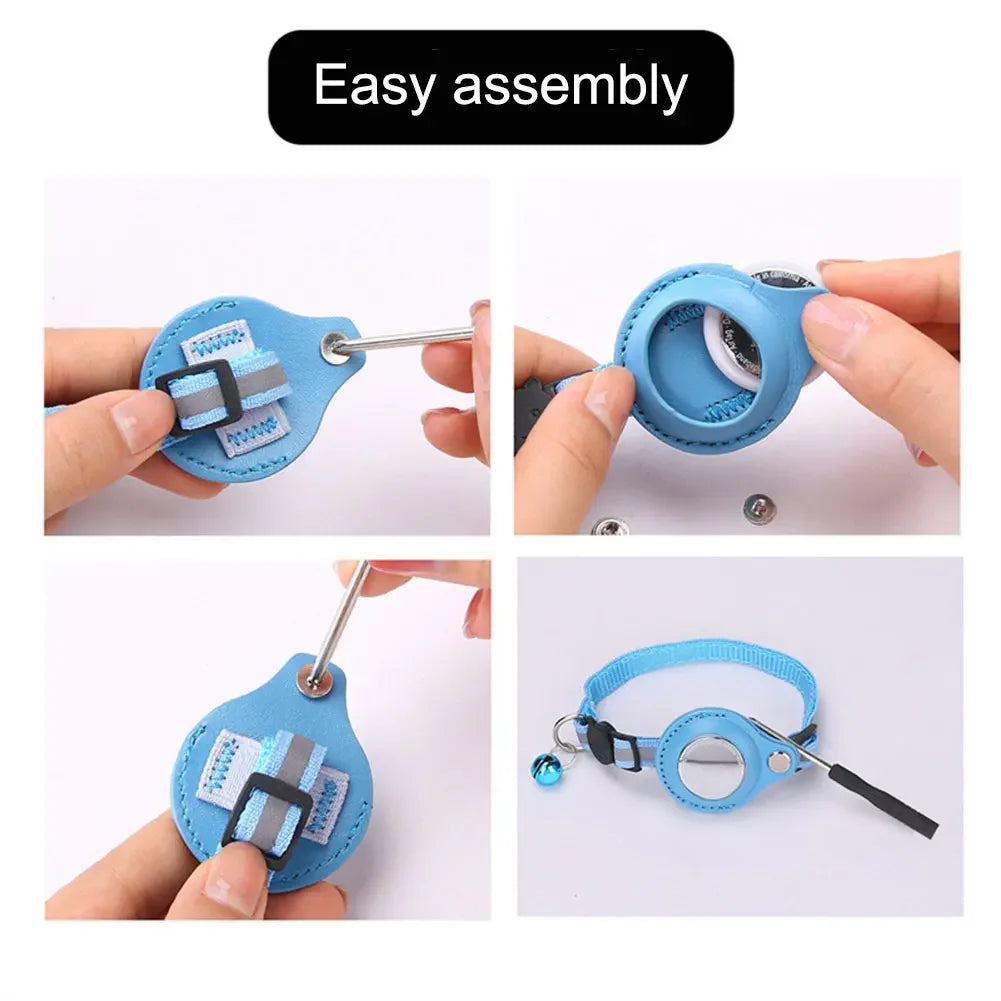 Reflective Cat Collar w/Apple Air Tag Holder Designed for Kitty Safety