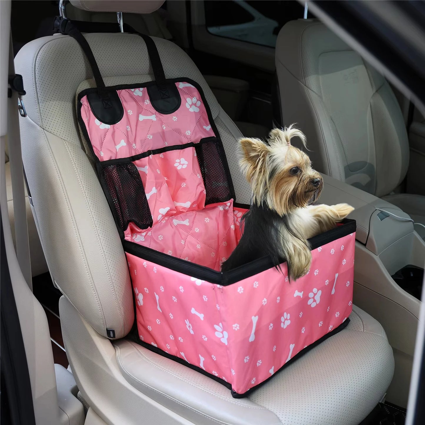 Dog Car Seat with Storage Pocket, Travel Dog Bag Cover Folding Hammock Pet Carriers and Travel Gear for Small Medium Dog Supplies